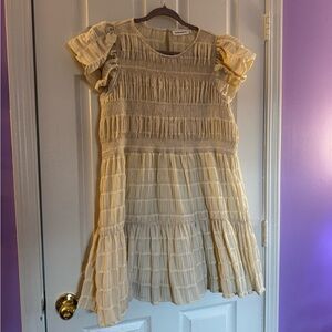 Elegant Cream Ruffled Mini Dress